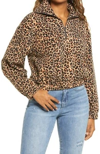 Women's Bp. Print Fleece Pullover, X-Small - Brown Leopard Print - Picture 1 of 1