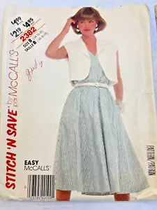 Giacca e abito da miss McCall's 2382 Stitch N Save taglia B 14-16-18 1986 - Foto 1 di 3