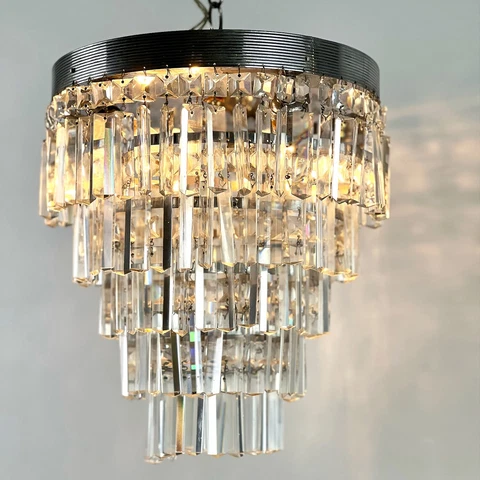 Vintage Colonial Crystal Art Deco Crystal 5 Tier Chandelier from NJ Estate Cover
