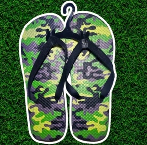 #314 New Mens Green Camoflauge Army Camo Flip Flop Sandals 10 11 10/11 - Picture 1 of 7