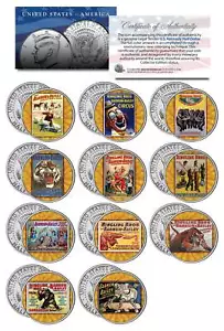 RINGLING BROS & BARNUM BAILEY CIRCUS Vintage Posters JFK Half Dollar 11-Coin Set - Picture 1 of 1