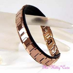 Magnétique Tungstène Arthrite Douleur Soulagement Bio Santé Brun Bronze Bracelet - Foto 1 di 12