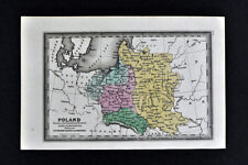 1834 Carey Map Poland Lithuania Warsaw Danzig Prussia Wilma Lemburg Konigsburg