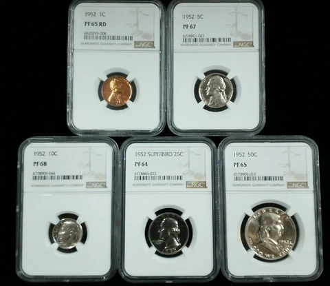 1952 US PROOF SET NGC PR64-68 w/SUPERBIRD Quarter Cover