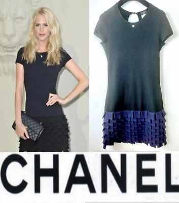 Nuevo Vestido de Fiesta 5K Chanel Vintage 2010 Negro Azul Midi 36 38 2 4 6 Top Logo S M Foto 1 de 4