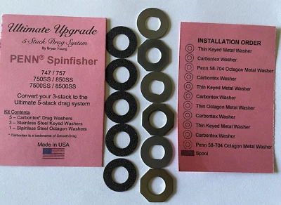 BRYAN YOUNG ULTIMATE UPGRADE PENN SPINFISHER 750SS & 850SS BRYAN YOUNG'S 5 STACK ULTIMATE UPGRADE DRAG KIT