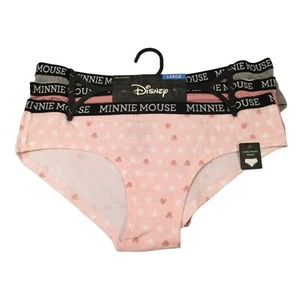 Disney MINNIE MOUSE Ladies Large Cotton Hipster Pink Rose Gray 3 Pairs - Picture 1 of 4