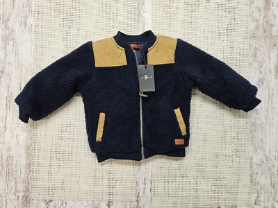 7 For All Mankind Baby Boy Sherpa Jacket Coat Size 18M Black Foto 1 de 4