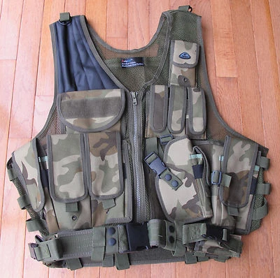 FIDRAGON Law Enforcement Deluxe Tactical Vest with Holster, Pouches, Utility Belt Camo