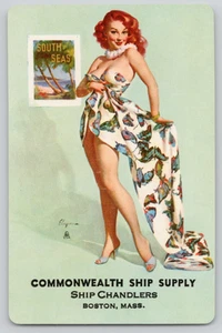 Tarjeta intercambiable Commonwealth Ship Supply mujer pelirroja vestido mariposa seis de picas - Imagen 1 de 2