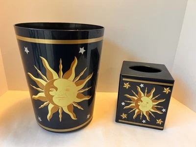 Cesta de residuos y soporte de pañuelos Celestial Midnight a juego Sun Moon Stars Y2K años 90 Foto 1 de 4