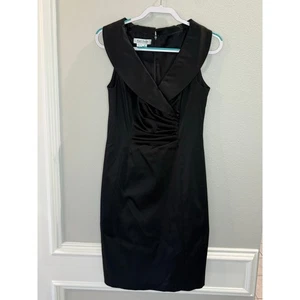 Kay Unger Sheath Black Portrait Collar Party Cocktail Sz 8 Sleeveless Dress - Picture 1 of 7