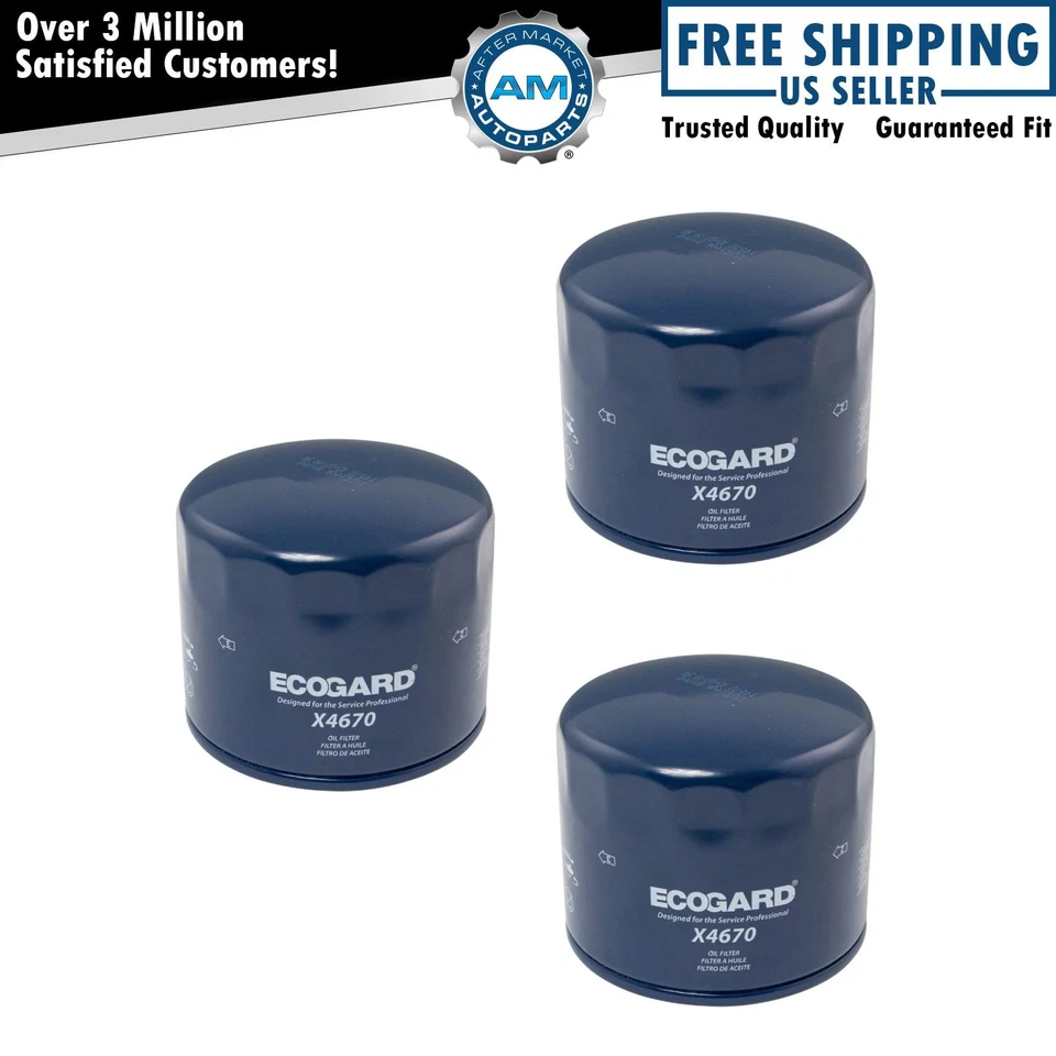 Ecogard 3 Piece Replacement Engine Oil Filter Kit Set for Dodge Ford Jeep Toyota - Image 1 of 4
