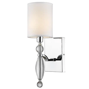 Applique Tessuto Metallo H: 39,2 Cm Cromo Bianco E14 1-Fiamma Lampada Interna - Foto 1 di 3