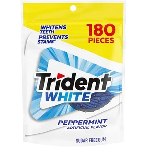 Trident White Sugar Free Gum, Peppermint, 180 180 Count (Pack of 1), - Picture 1 of 17