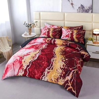  Полноразмерная кровать в сумке комплект из 6 предметов и комплекты золотого одеяла полный (6 шт.) красный - Изображение 1 из 4