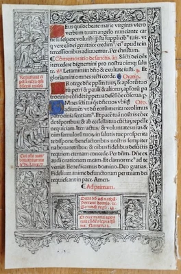 Pergament Stundenbuch Blatt Horae Gold Initialen Kerver Paris 1505 (B) - Image 1 of 2