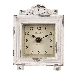 Reloj de pie / reloj de mesa / reloj de escritorio estilo Shabby Chic en blanco-gris de madera - Imagen 1 de 4