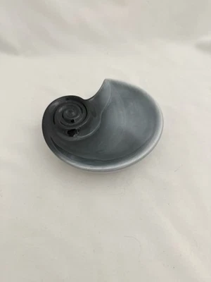 Vintage Wamsutta Brushstrokes Soap Trinket Dish Ombre Grey Seashell Pottery 5” - Image 1 of 3
