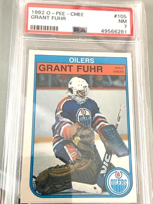 1982-83 O-PEE-CHEE GRANT FUHR ROOKIE #105 PSA 7 casi nuevo Foto 1 de 2