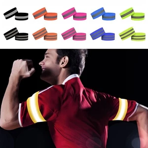 Glow LED Reflector Wristband Safety Reflective Strips Cycling - Picture 1 of 17