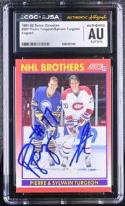 Sylvain & Pierre Turgeon Firmado 1991-92 Puntuación Canadiense #267 CGC AU JSA 9 Automático - Imagen 1 de 2