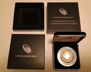 2014 P Baseball Hall of Fame Uncirculated Silver Dollar HOF Curved Coin Box - Picture 1 of 15