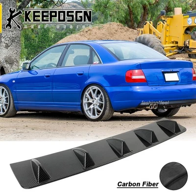For Audi A4 S4 RS4 Car Rear Bumper Diffuser Lip Splitter Shark Fins CARBON FIBER - Image 1 of 4