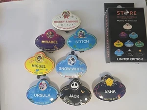 Disney DEC Exclusive LE400 Seasonal Nametags Series 1 Mystery Pin - SET OF 8 - Picture 1 of 6