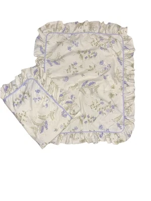 2 fundas de almohada con volantes Laura Ashley fundas florales púrpura verde vintage EE. UU. Foto 1 de 4