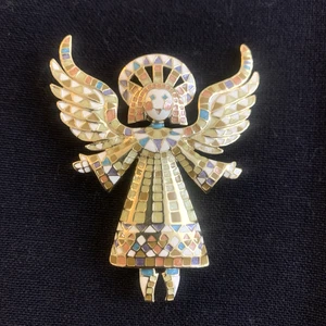 Spilla angelo cattedrale Bob Mackie spilla cloisonné smalto mosaico balletto bizantino! - Foto 1 di 18