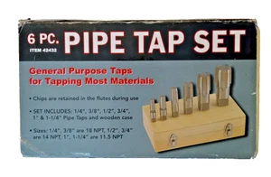 Harbor Freight 6 Pc Carbon Steel NPT Pipe Tap Set 1/4",3/8",1/2",3/4",1", 1.25" - Picture 1 of 6