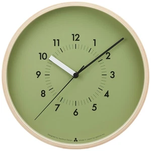 Lemnos Wall Clock Analog SOSO Quartz Clock Natural Color Wood Green AWA13-06GR - Picture 1 of 4
