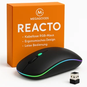 Kabellose Gaming-Maus RGB, ergonomisch, leise, USB, Akku DE. - Bild 1 von 5
