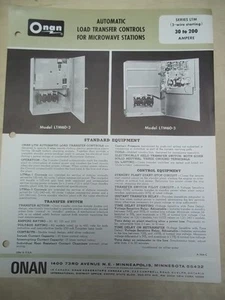 Vtg Onan Brochure~Microwave Station Load Transfer Controls LTM~Spec Sheet - Picture 1 of 1