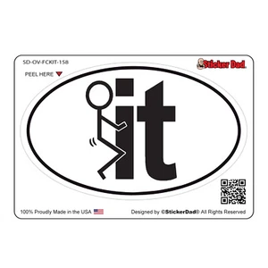 OVAL -  (2 Pack) FCK IT 158 (5" color: B/W) Full Color Printed Vinyl Sticker - Imagen 1 de 2