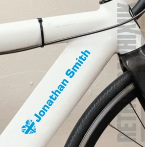 CUORE Adesivi Telaio Nome Bici Personalizzati Decalcomania 3x Vinile Casco Bici 22mm - - Foto 1 di 25