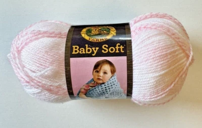 Lion Brand Baby Soft Yarn "PARFAIT PRINT" Pink White Variegated #3 Light 4 oz - Image 1 of 4