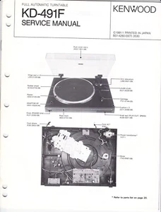 Original Kenwood KD-491R Full Automatic Turntable Service Manual - Picture 1 of 1