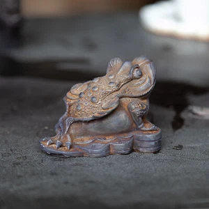 Eisen Pulverguss Glückskröte Statue Kunstwerk, Metall Kröte Dekoration Tee Haustier - Bild 1 von 6