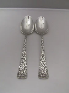 Towle ARLINGTON Multi Motif Sterling Silver Serving Spoons / Set of 2 / No Mono - Picture 1 of 5