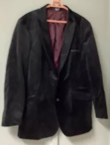 Alfani Size XL Deep Black Velvet Blazer Two Button Jacket Retro Disco Men’s - Picture 1 of 18