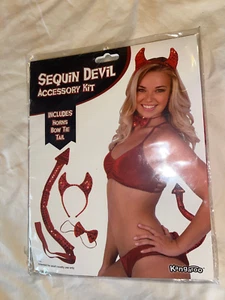 COSTUME "SEQUIN DEVIL ACCESSORY KIT"  RED  SHINY 3 ITEMS  ADULT USE ONLY NEW!!! - Picture 1 of 3