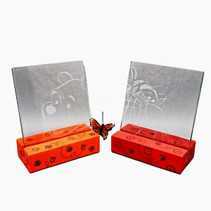 Disney Winnie the Pooh & Tigger Picture Frames, Etched Glass rare - Picture 1 of 9