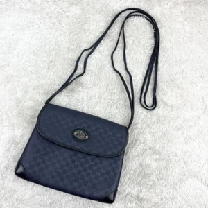 GUCCI Old Gucci Micro GG Logo Metal Shoulder Bag Navy Damen Gebraucht - Bild 1 von 13