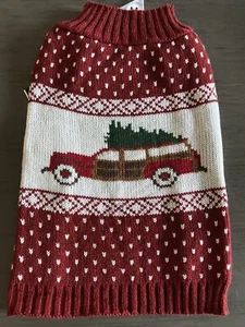 PET SPIRITCHRISTMAS SWEATER "CAR WITH TREE ON TOP"  Puppy/Dog  small - Picture 1 of 2