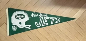 Vintage 1967 NFL NEW YORK JETS HELMET RETRO FELT PENNANT-Full Size-RARE -VG + - Picture 1 of 2
