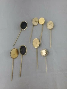 Lot Of 8 Unfinished Engraved Vtg Hat Pins no backs - Picture 1 of 6