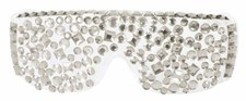 SILVER DIAMOND STUDDED LADY GAGA STYLE PARTY GLASSES POP STAR FANCY DRESS