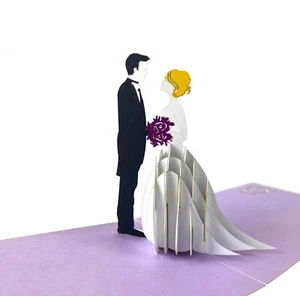 BC WorldwideLtd handmade 3D popup wedding card bride groom congratulations blank - Picture 1 of 5